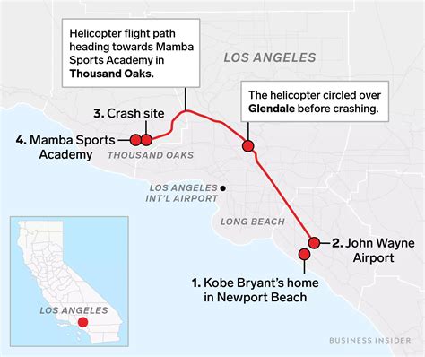 Kobe Bryant detailed helicopter flight map